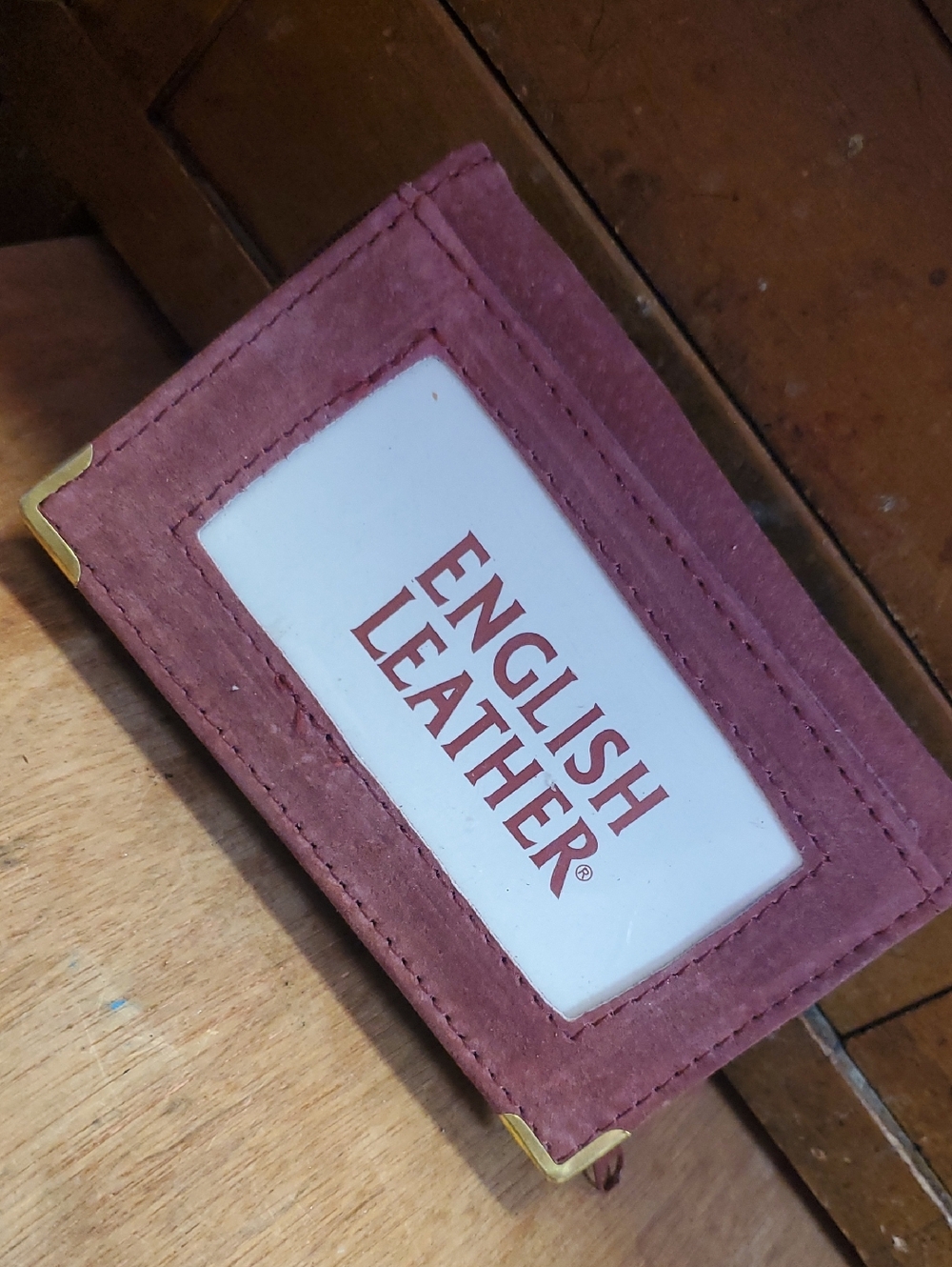 NWOT English leather suede card wallet D